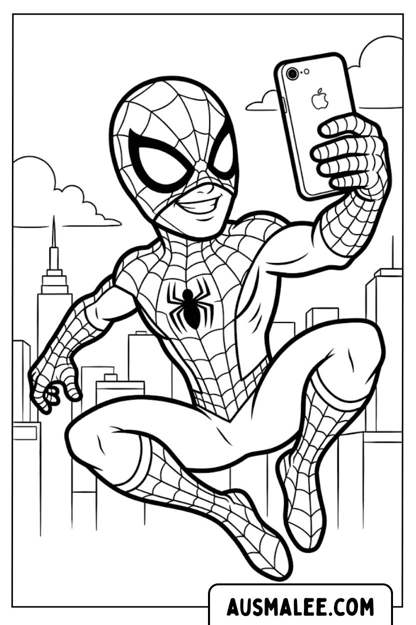 Spiderman Selfie iPhone-kleurplaten