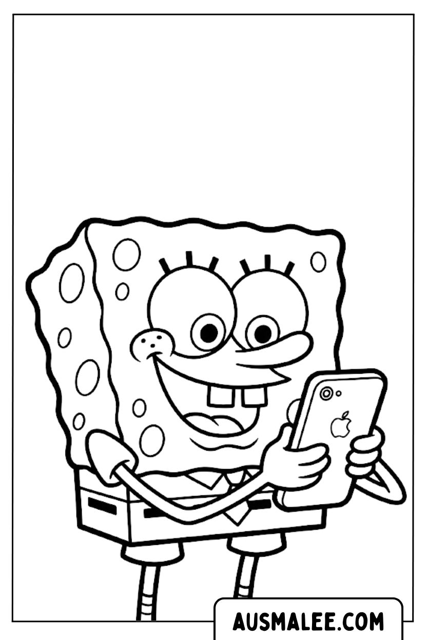 SpongeBob iPhone lachende kleurplaten