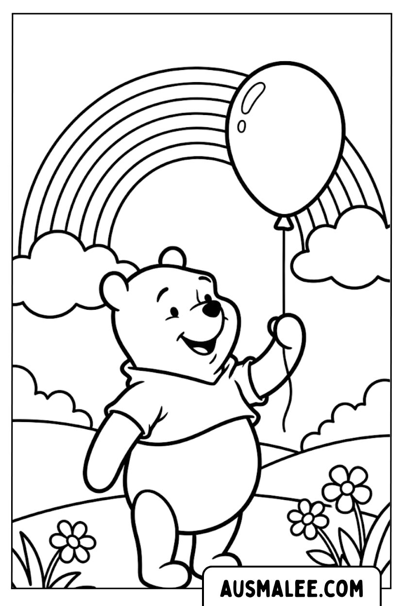 Winnie the Pooh rainbow coloring pages