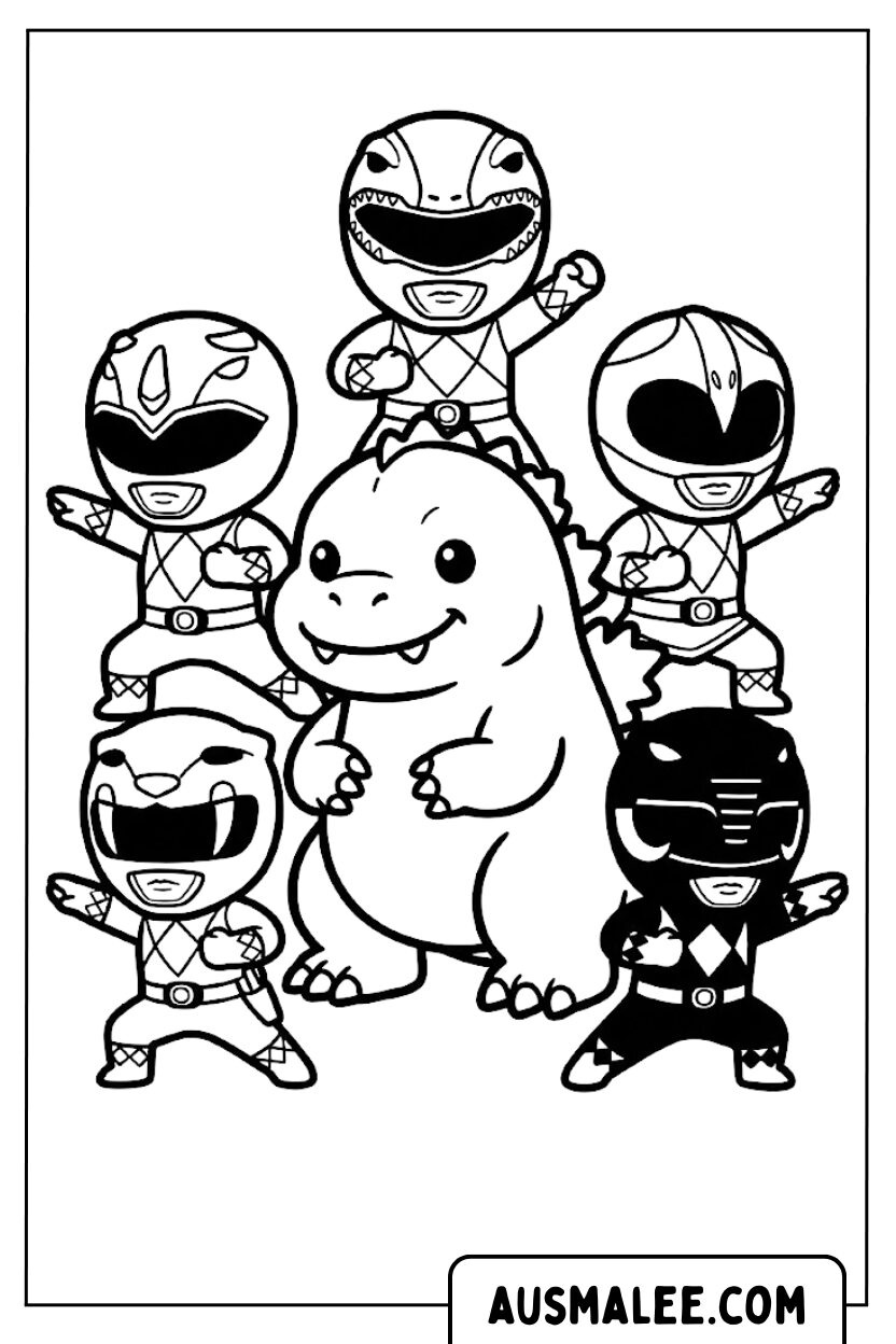 Godzilla Power Rangers Team kleurplaten