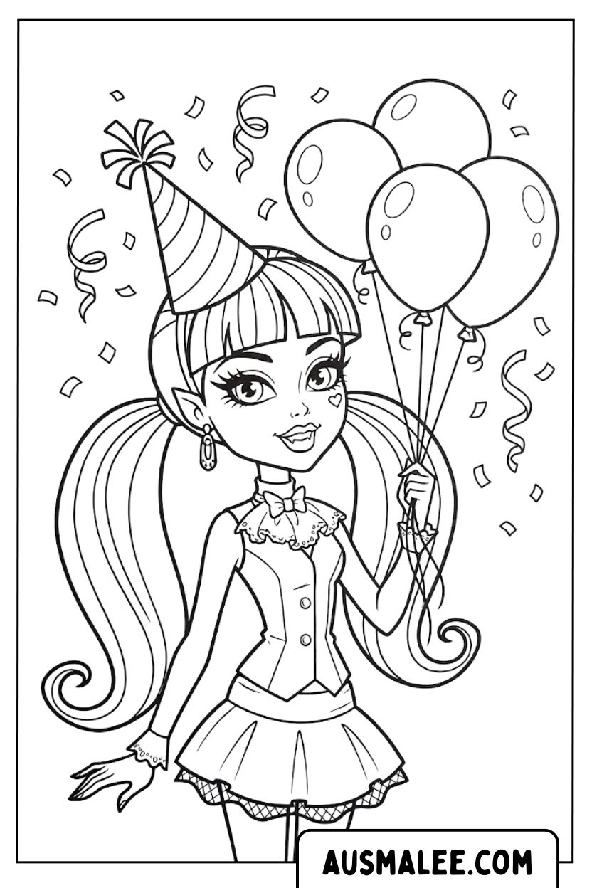Monster High Draculaura Verjaardagskleurplaten