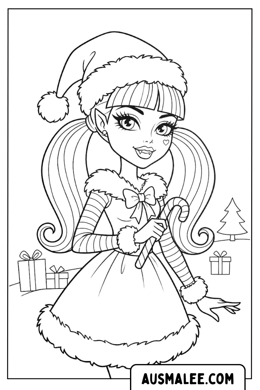 Monster High Draculaura Kerst Kleurplaten