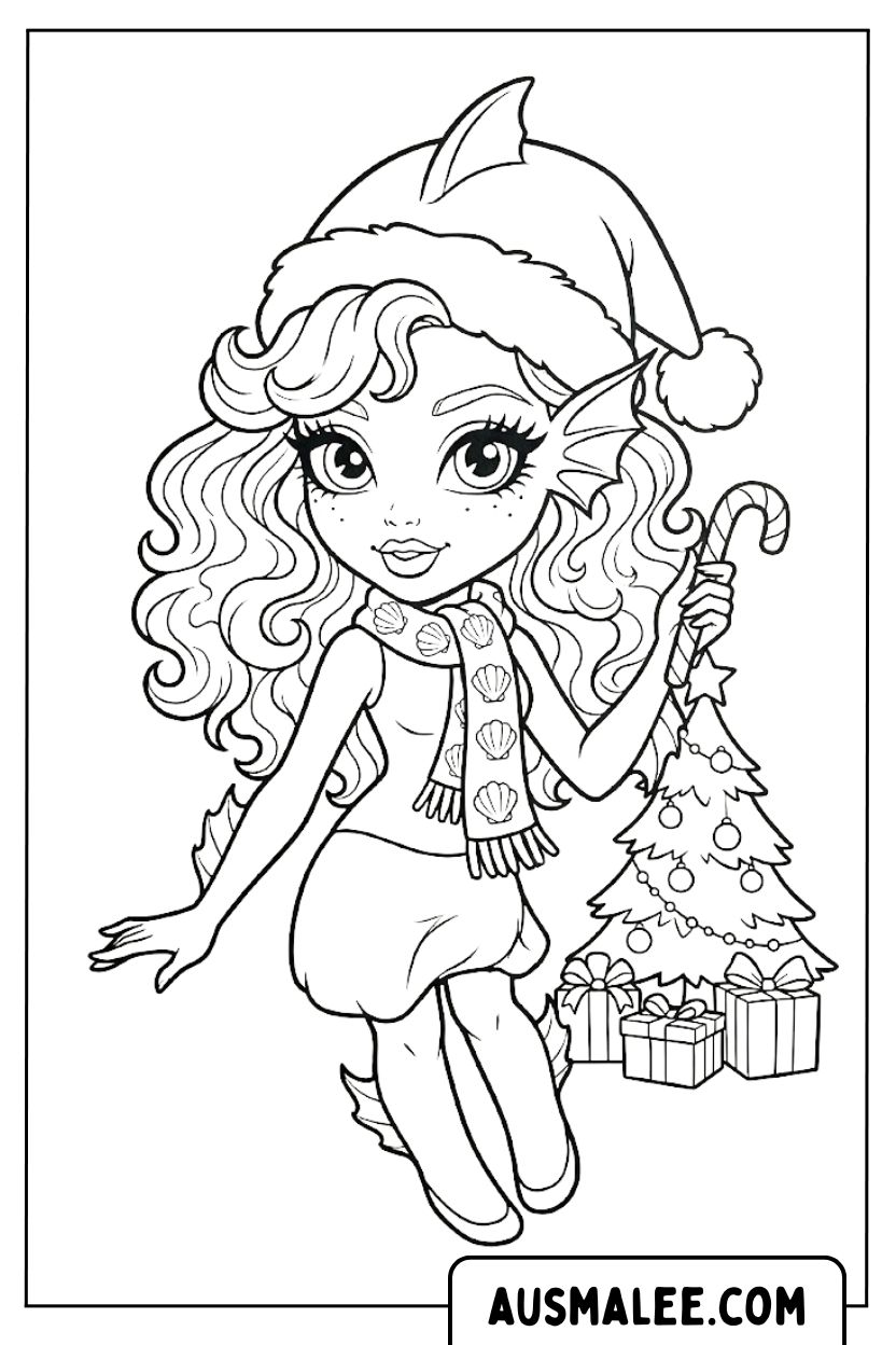 Kleurplaten Monster High Lagoona Blue Christmas