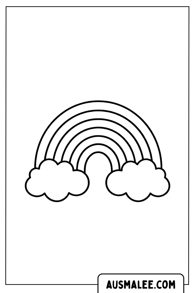 Rainbow Clouds Coloring Pages Easy