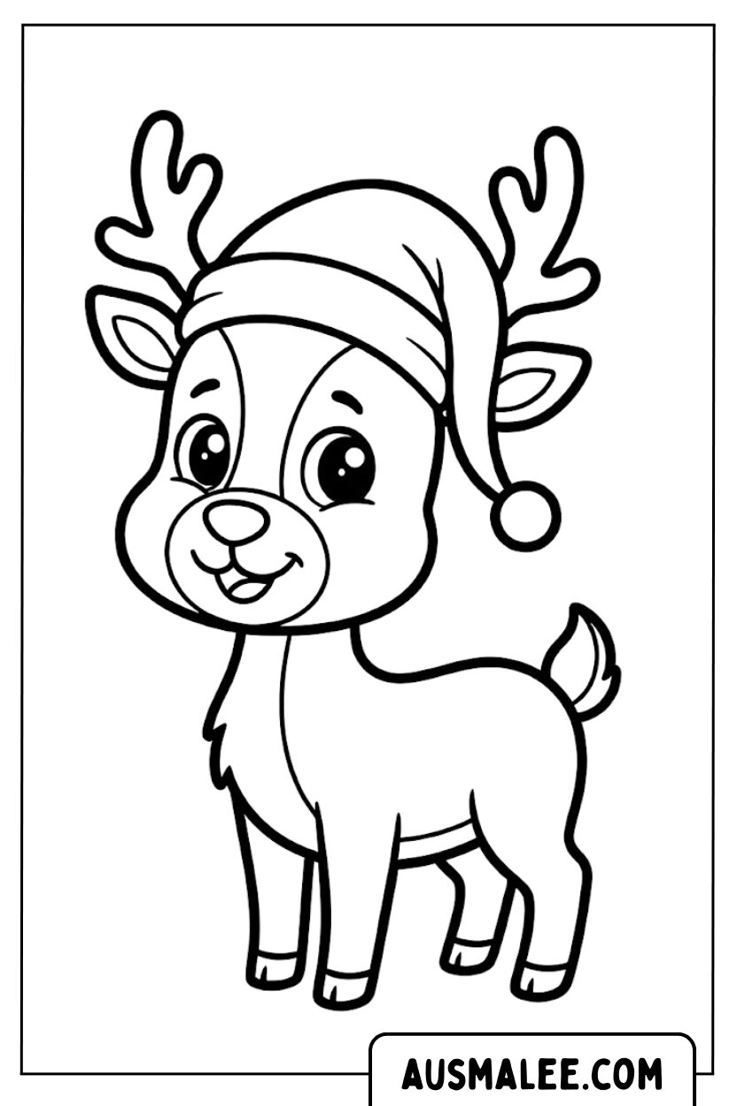 Coloriages renne bonnet de noel