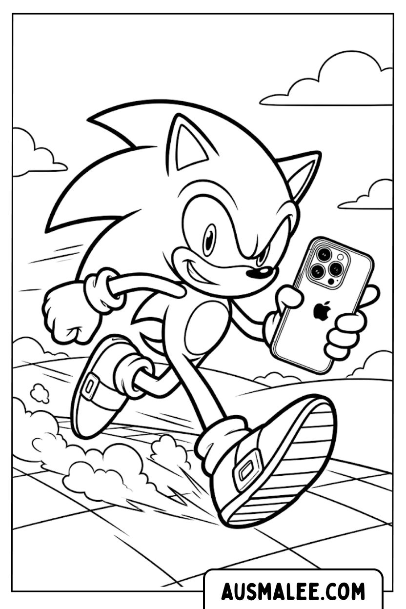 Kleurplaten Sonic iPhone-race