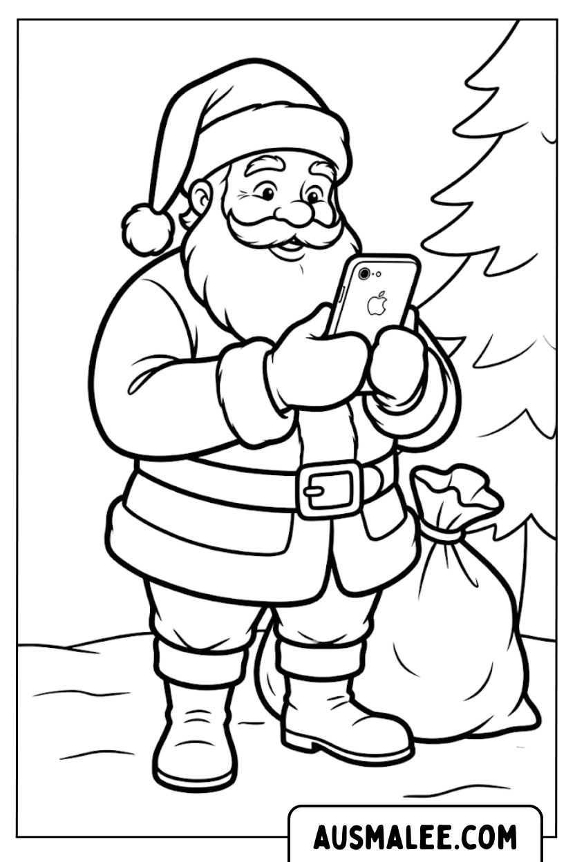 Kleurplaten Kerstman iPhone