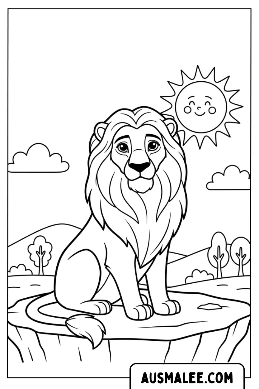 Coloring page Aslan sits majestically