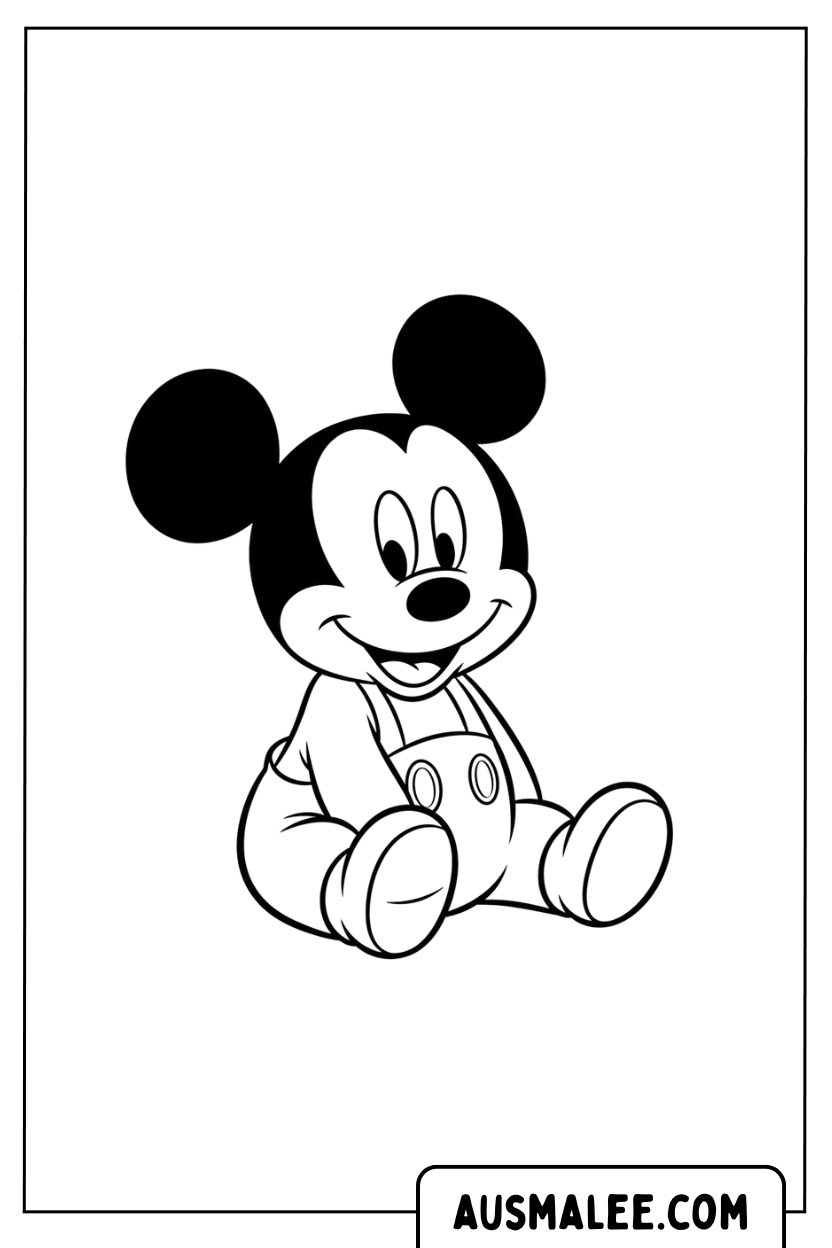 Coloring page Baby Mickey Mouse Sitting