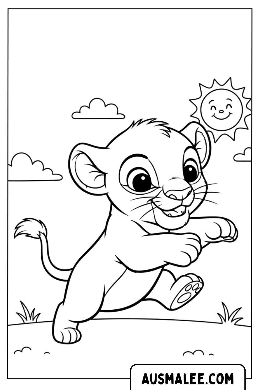 Coloring page Baby Nala Runs Happily