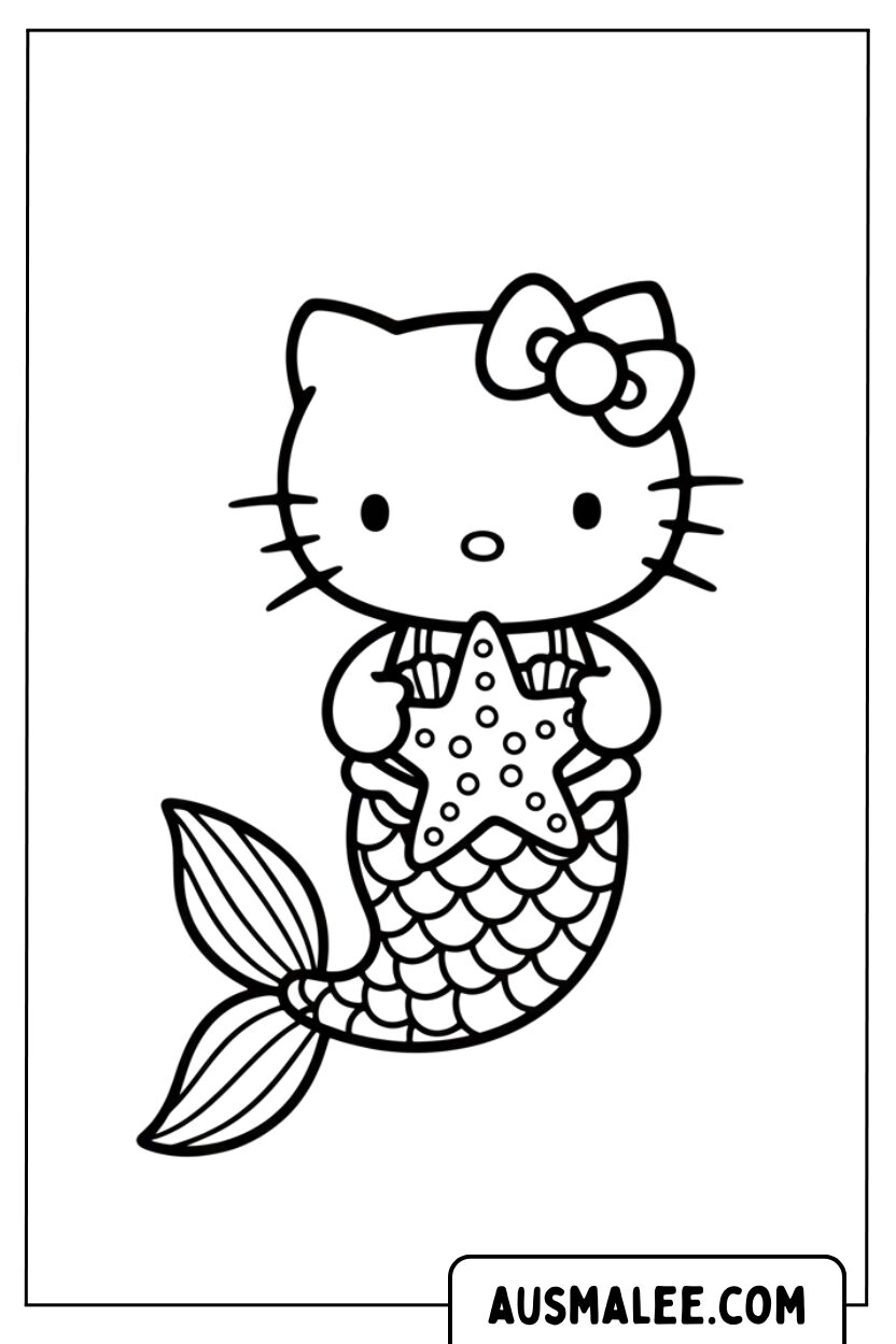 Kleurplaat Hello Kitty zeemeerminster