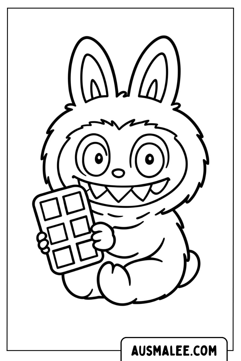 Ausmalbild Labubu Mit Hasenohren Schokolade
