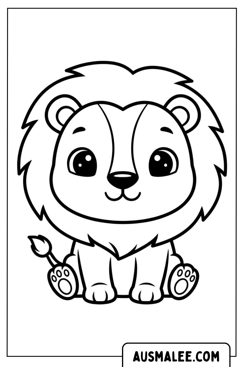 Coloring picture lion head with mane sitting