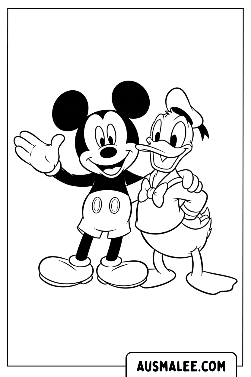 Mickey Mouse And Donald Duck Coloring Page