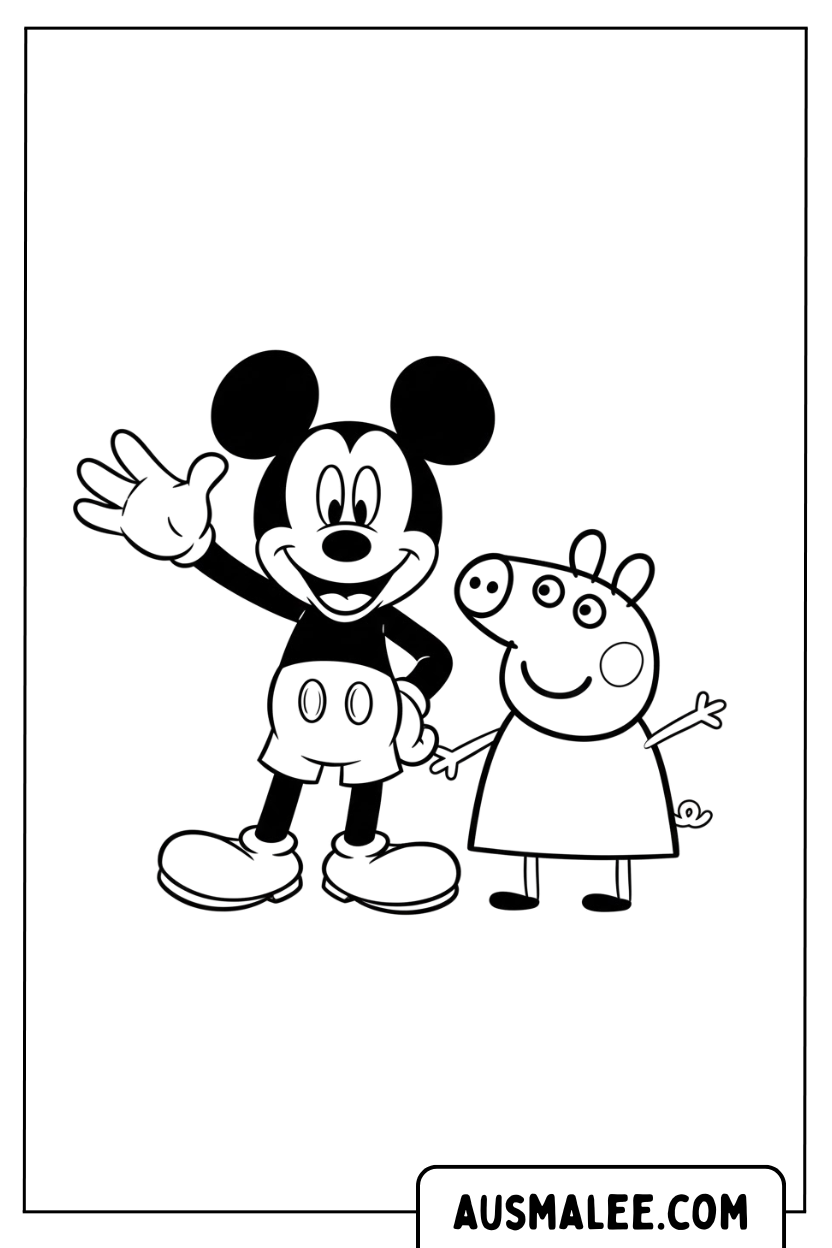 Mickey Mouse And Peppa Pig Coloring Page