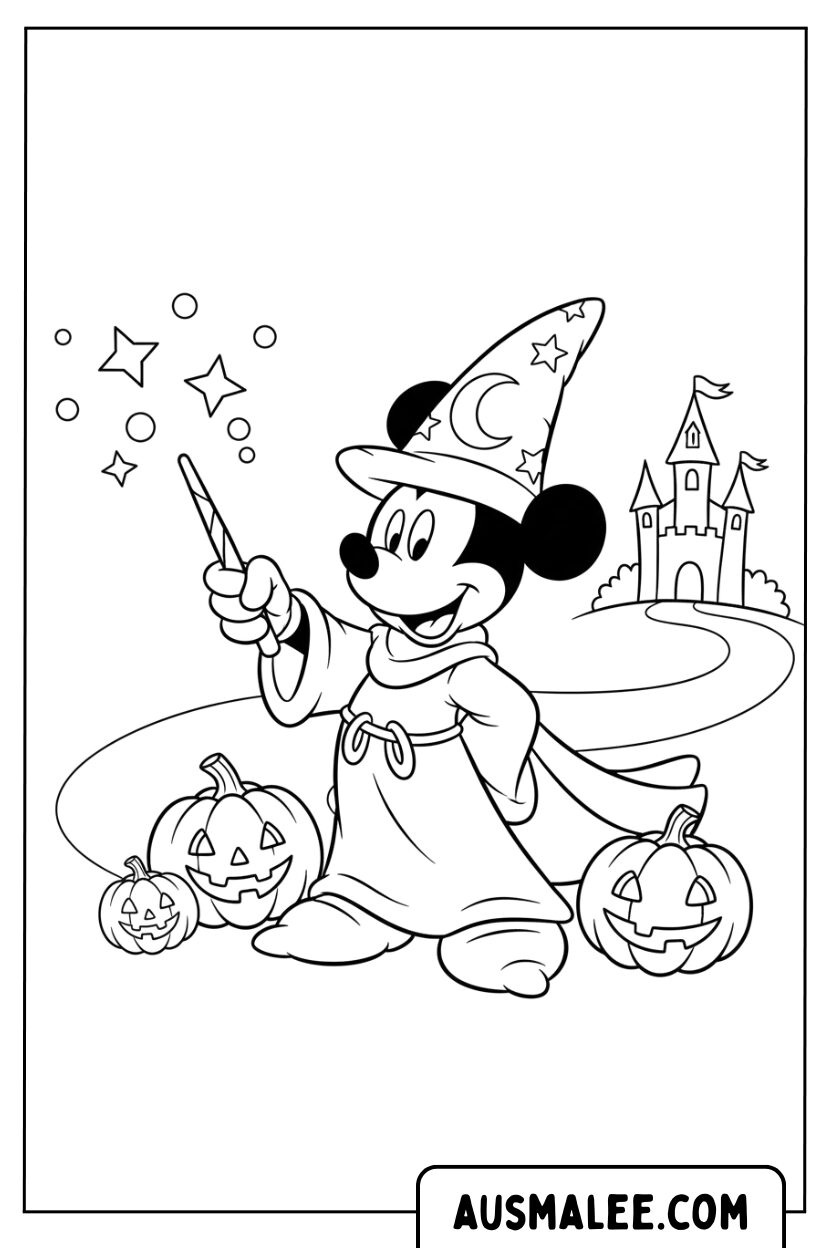 Coloriage Mickey Mouse en magicien
