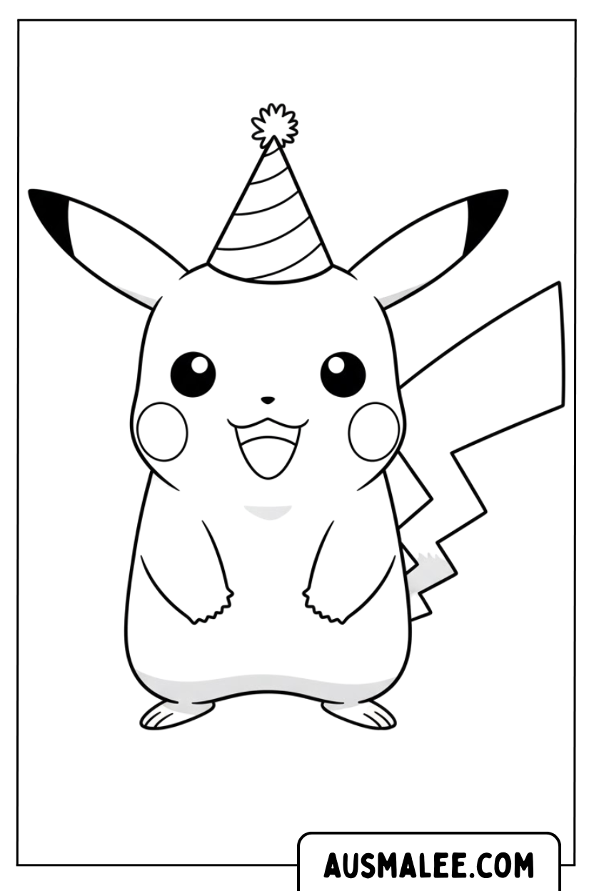 Ausmalbild Pikachu Mit Partyhut