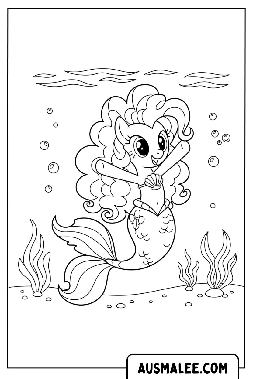 Pinkie Pie zeemeermin kleurplaat