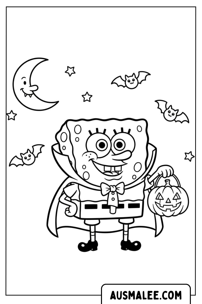 Coloriage Bob l'éponge en vampire