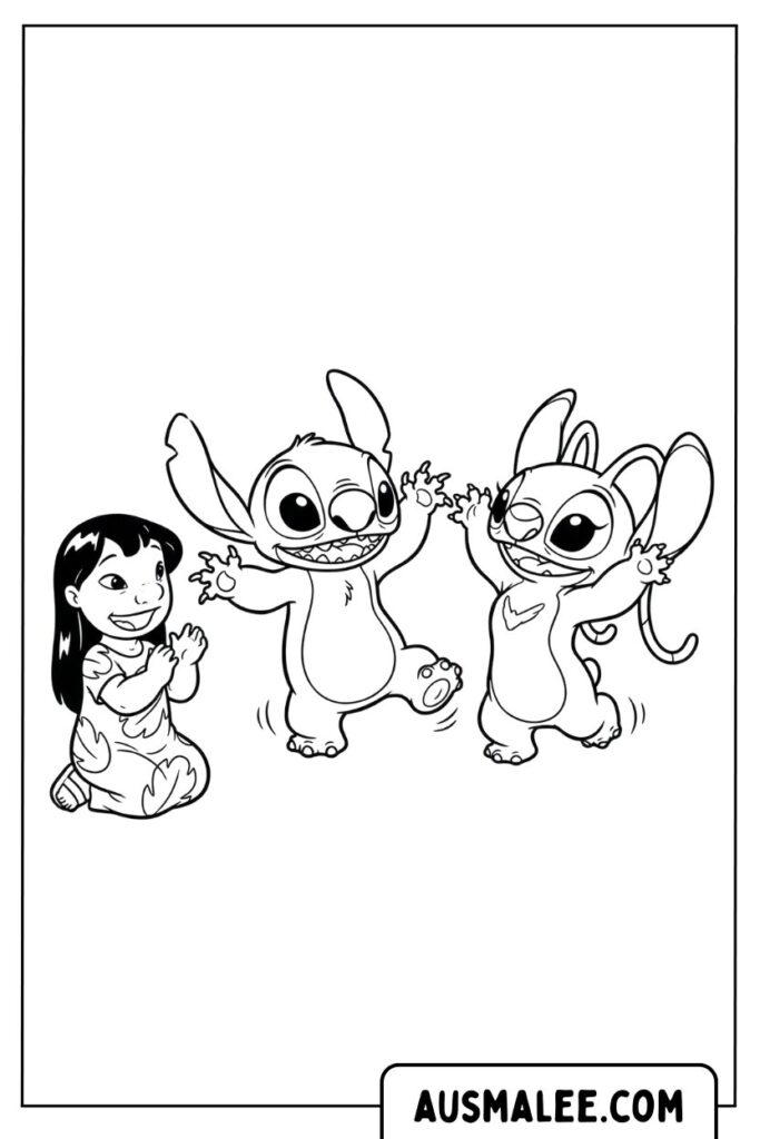 19 kostenlose Stitch und Angel Ausmalbilder zum Ausdrucken