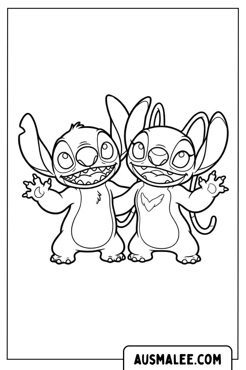 Stitch engel knuffel kleurplaat