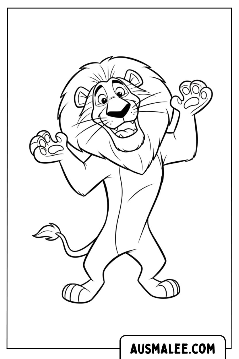 Coloring picture of Alex from Madagascar