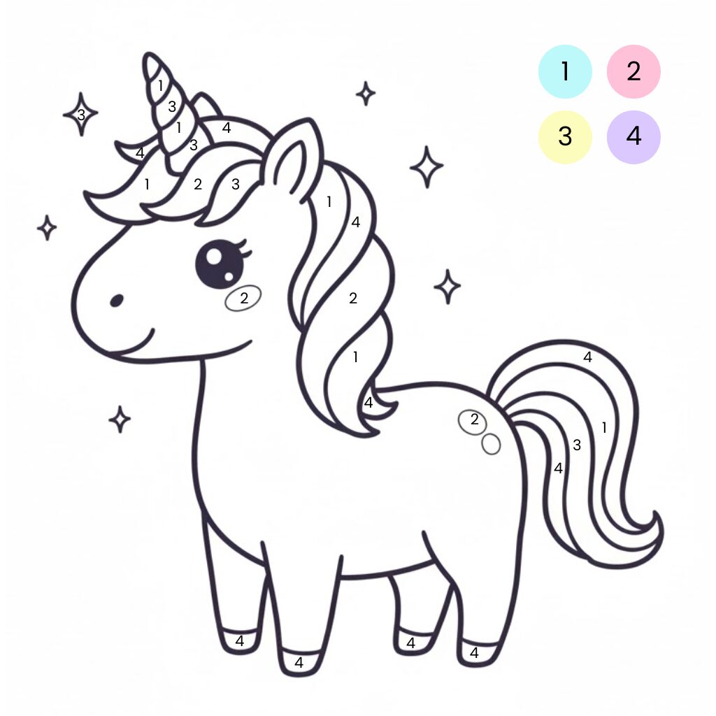 Image à colorier de licorne mignonne