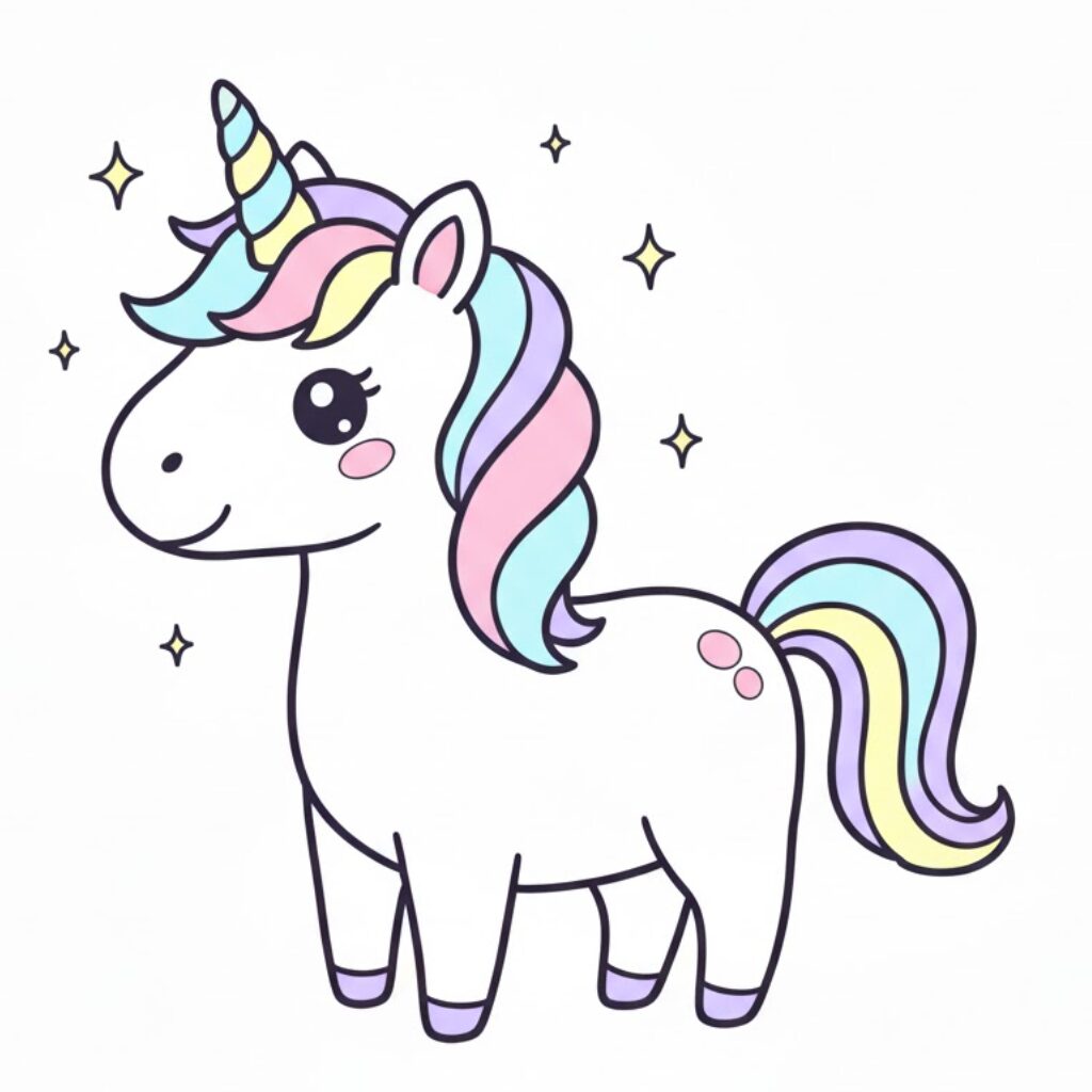 Jolie licorne à colorier