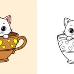 Süßes Katze zum Ausmalen