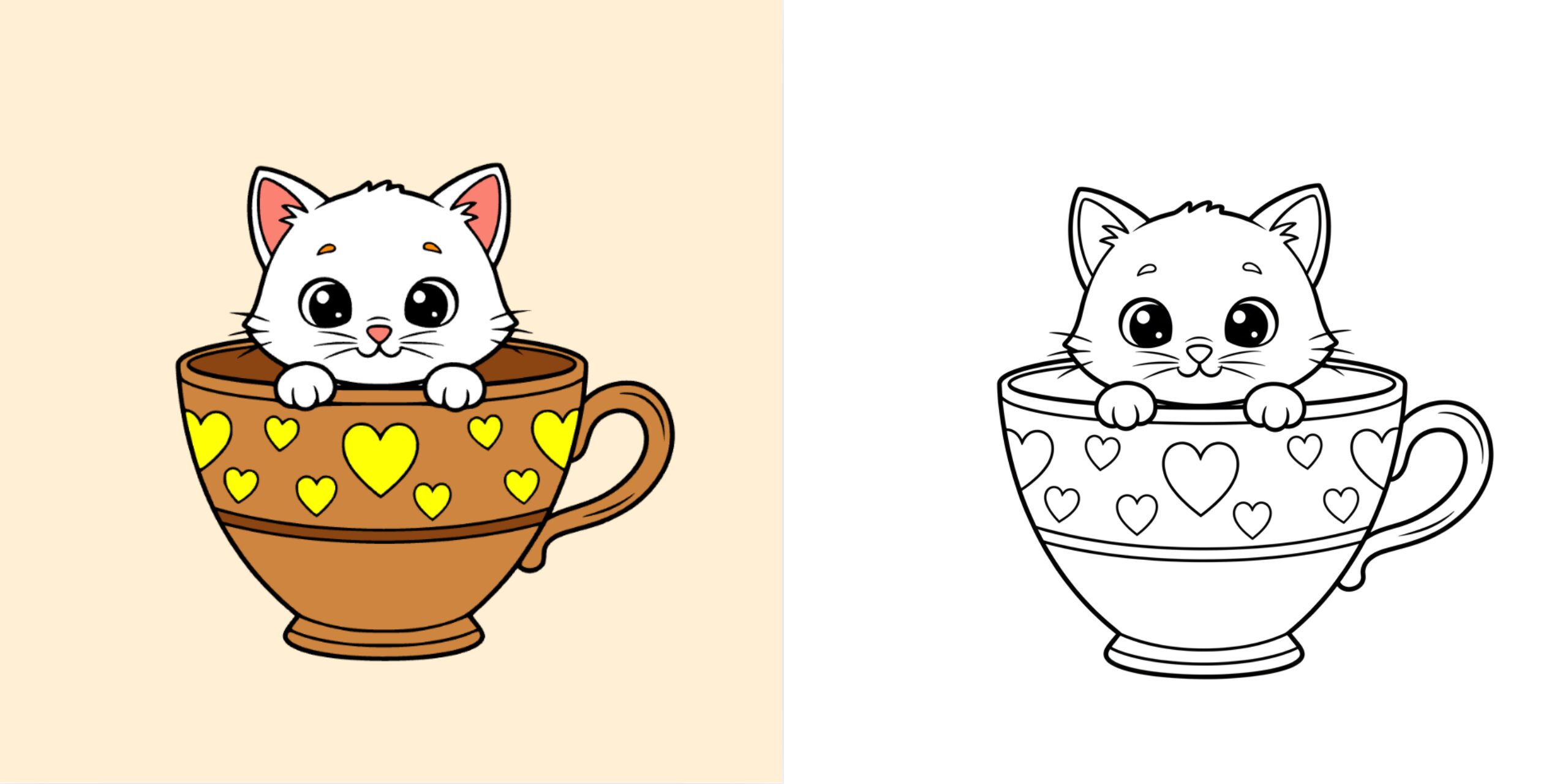 Chat mignon à colorier