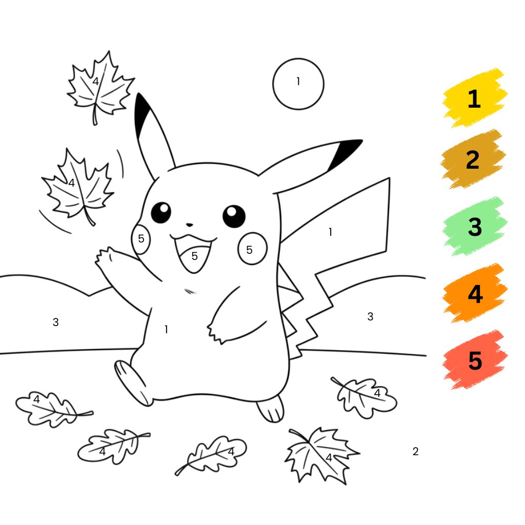 Joli automne Pikachu à colorier