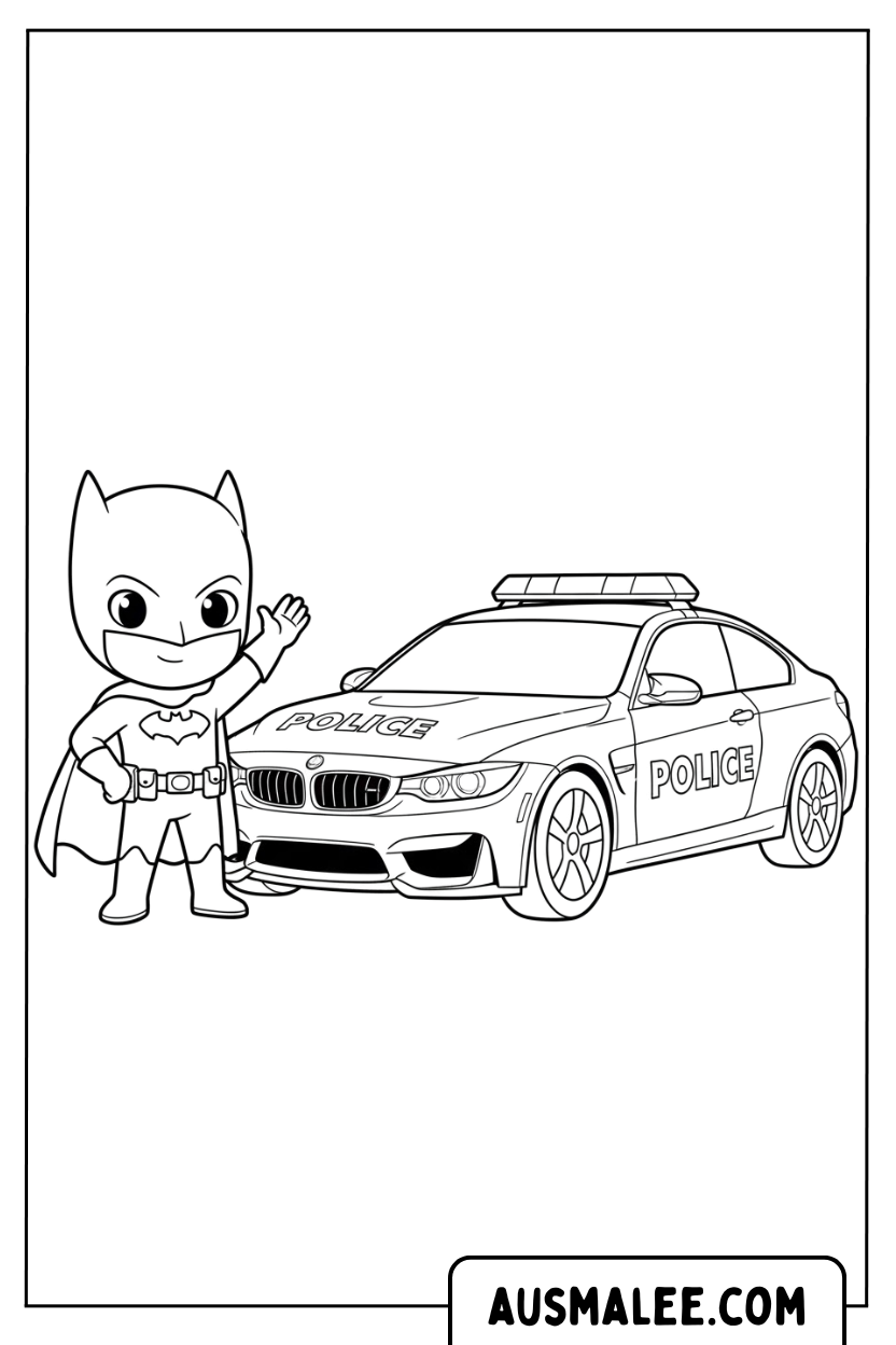 Kleurplaat BMW Batman Politie