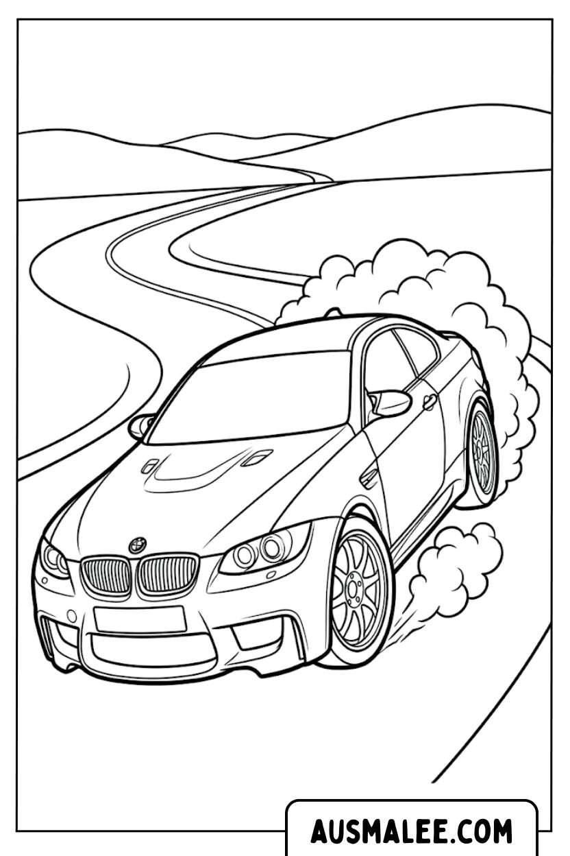 BMW drijvende rook kleurplaat