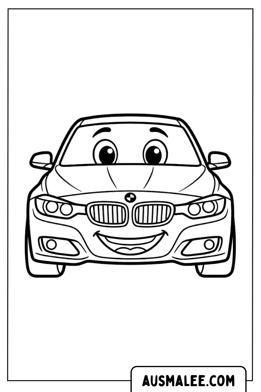 Kleurplaat BMW gezicht frontaal