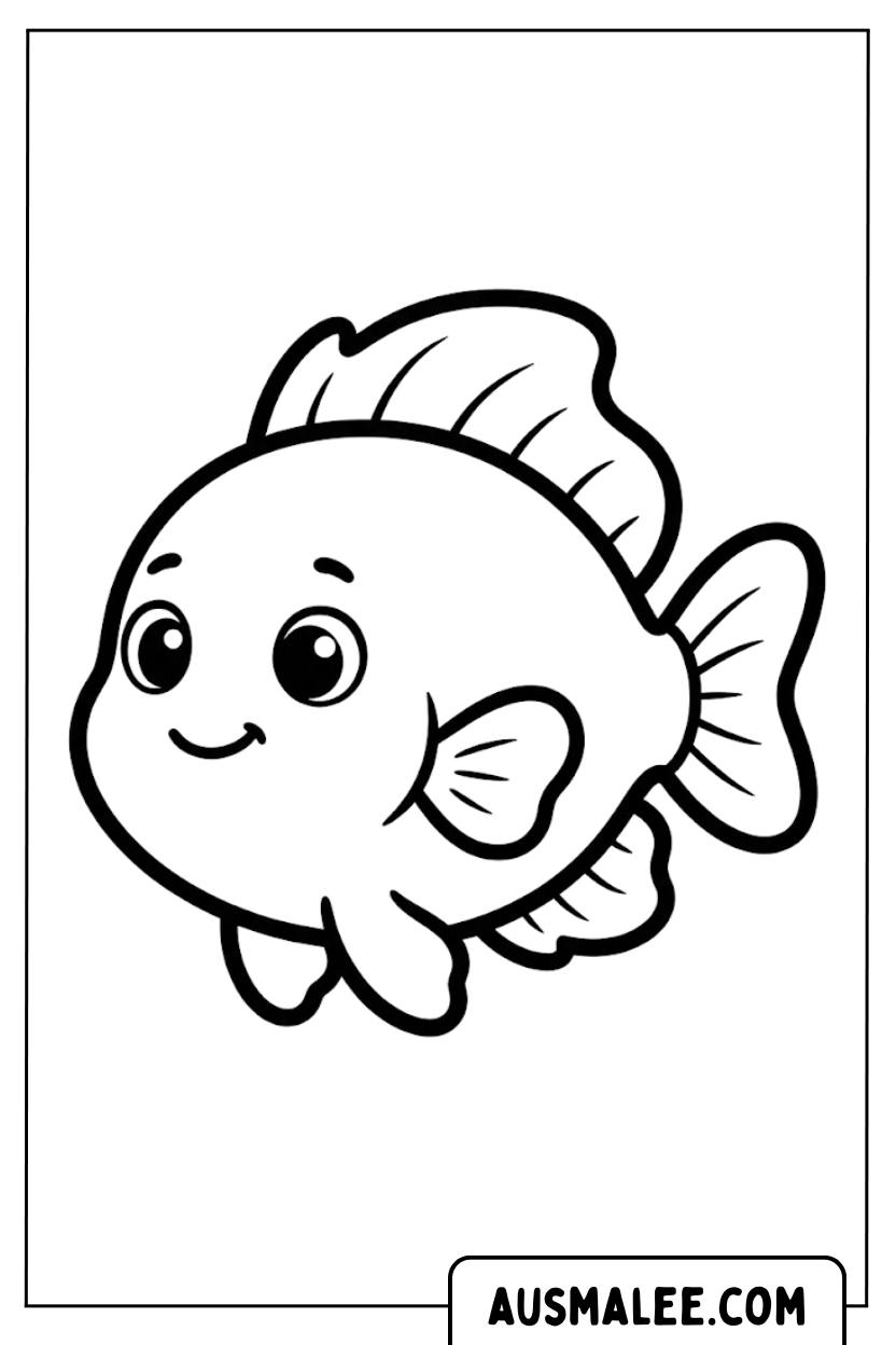 Babyvis lacht kleurplaat