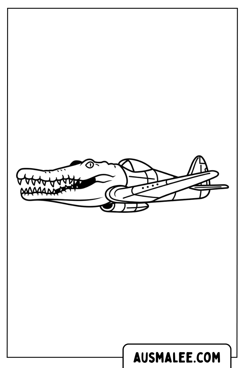 Coloriage - Avion Bombardiro Crocodilo pour Colorier