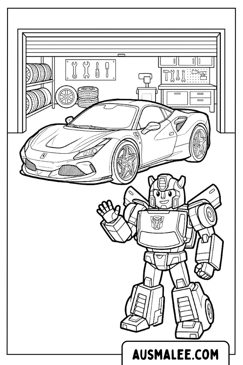 Coloriage - Bourdon Ferrari Garage