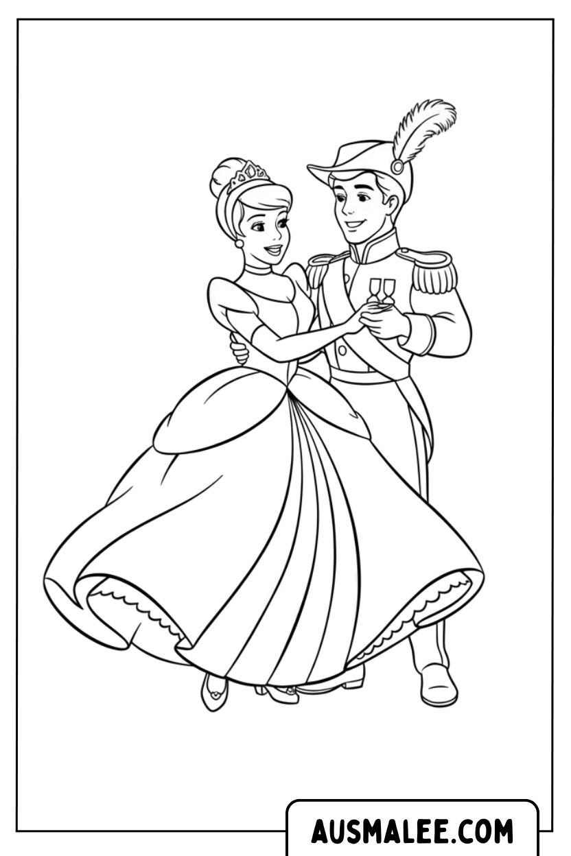 Coloriage Cendrillon Prince Danse