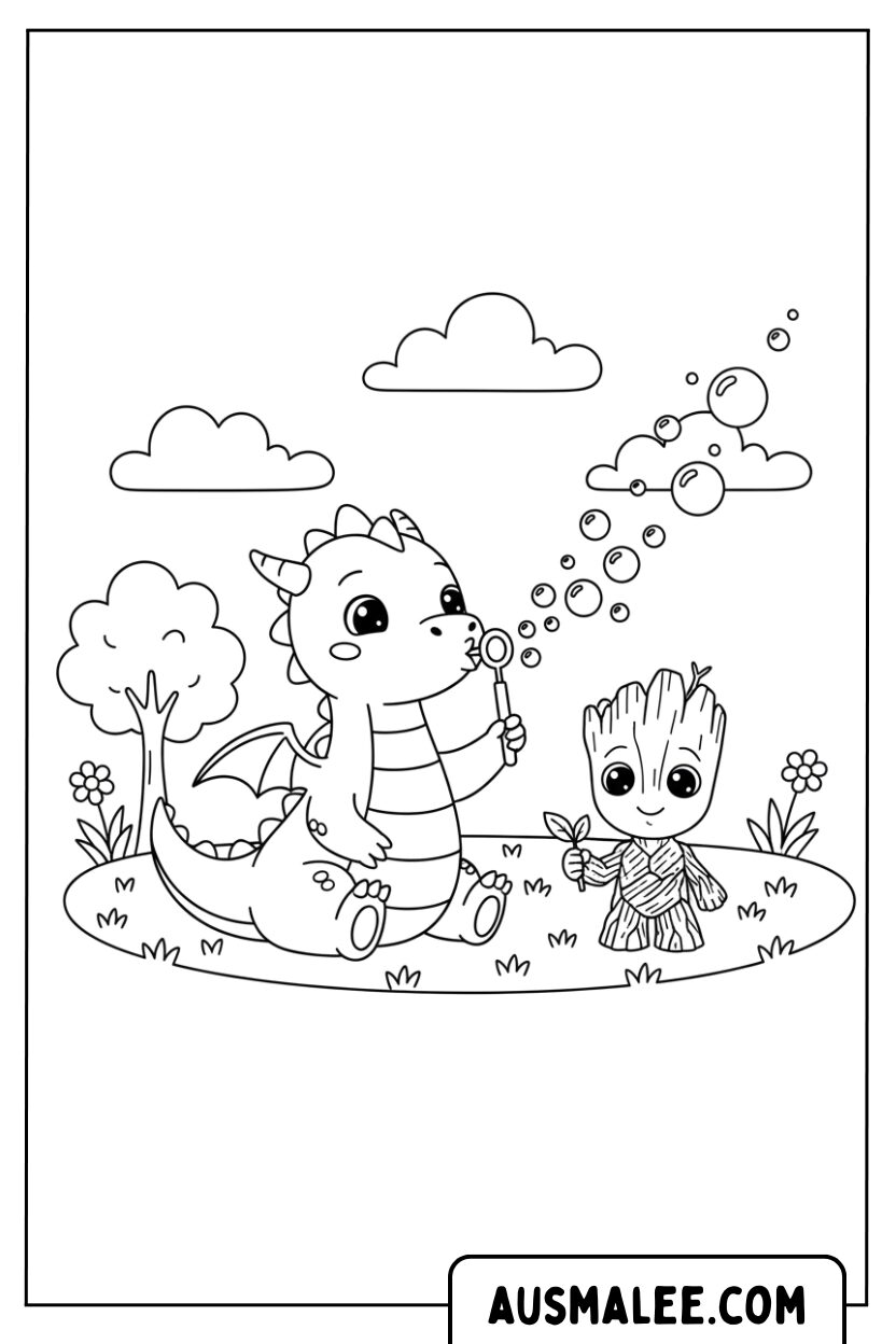Coloriage Dragon Groot bulle de savon