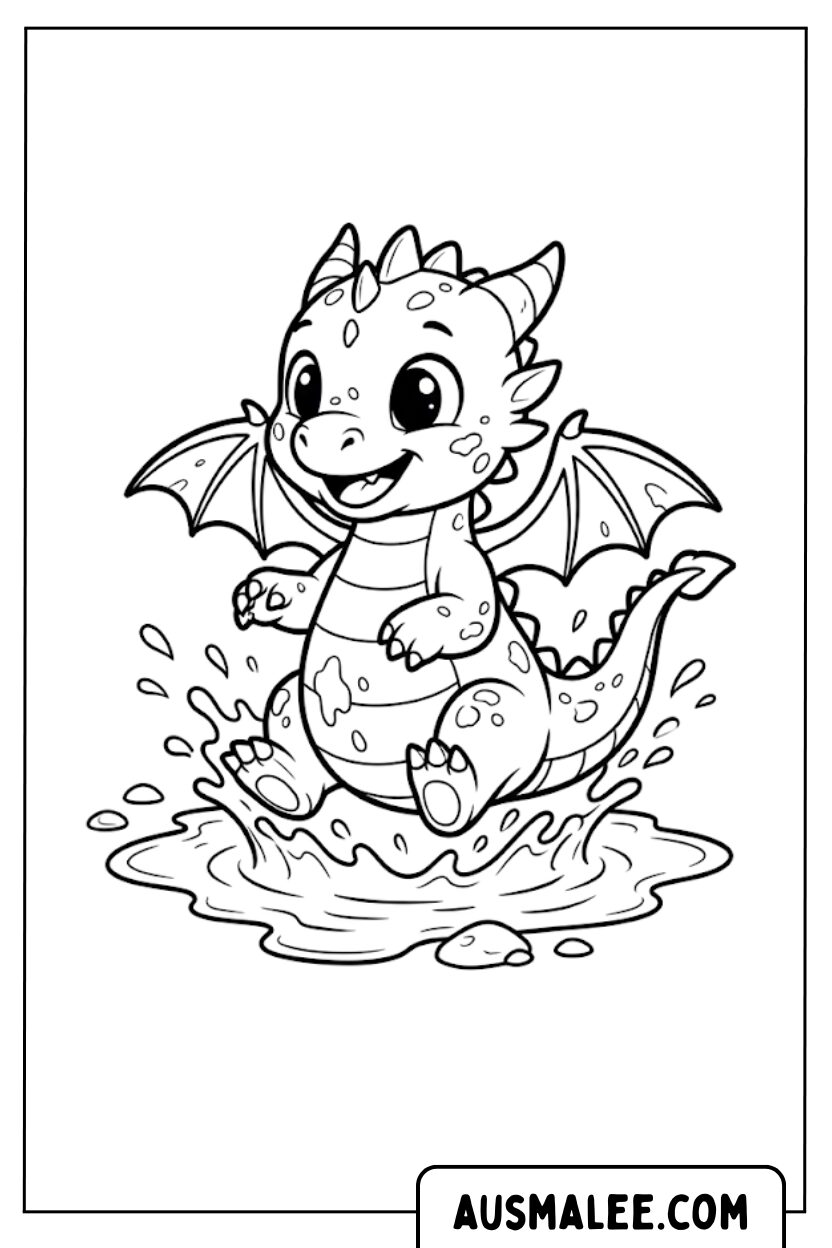 Coloriage flaque d'eau de dragon
