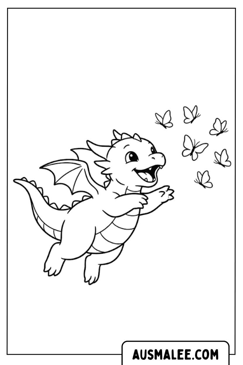 Coloriage papillons dragons