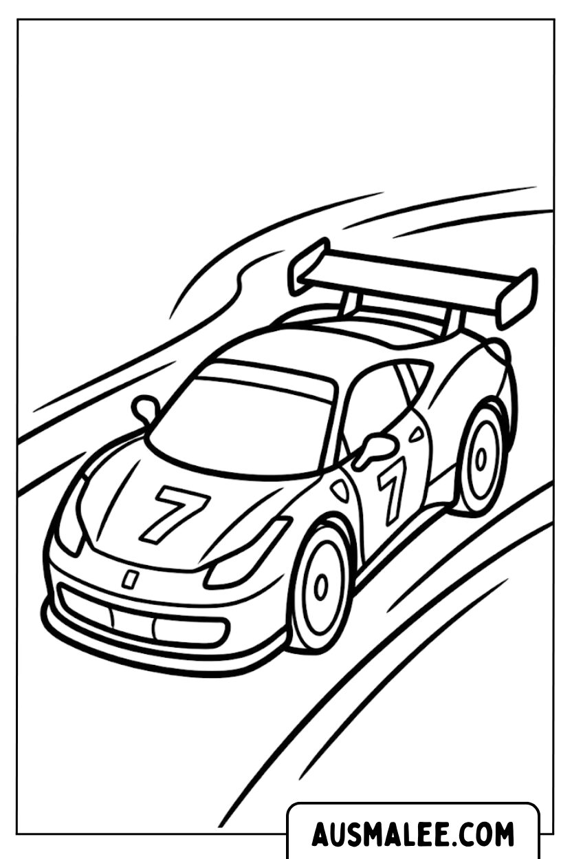 Coloriage Voiture de course Ferrari numéro 7