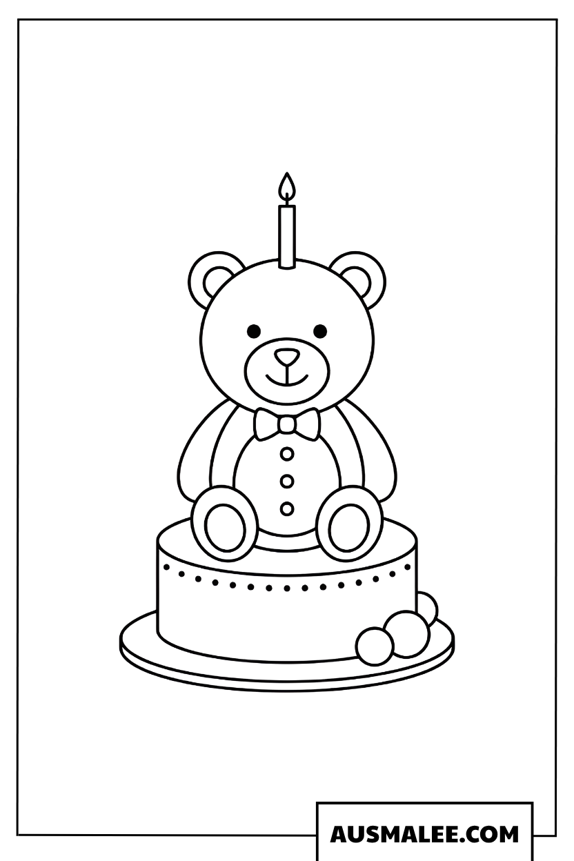 Coloriage gâteau en forme d’ours en peluche