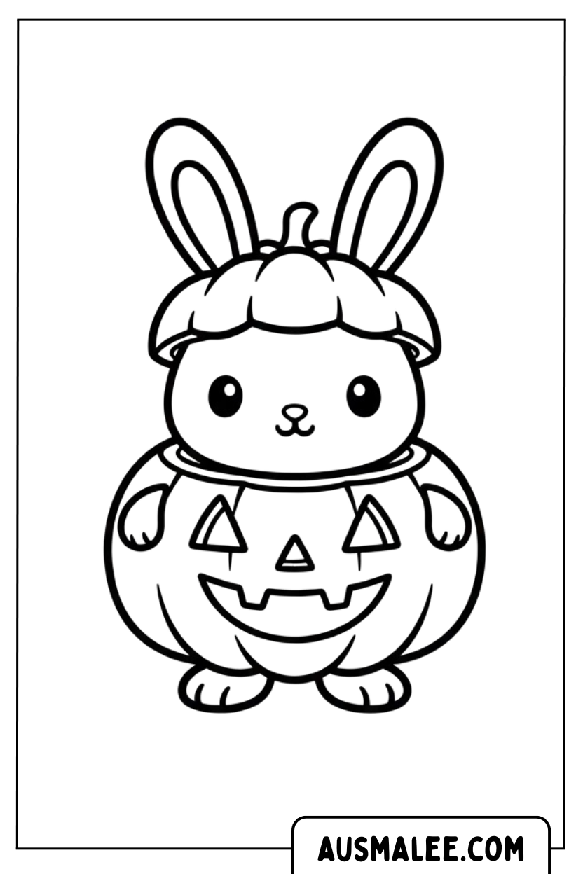 Coloriage costume de citrouille de lapin