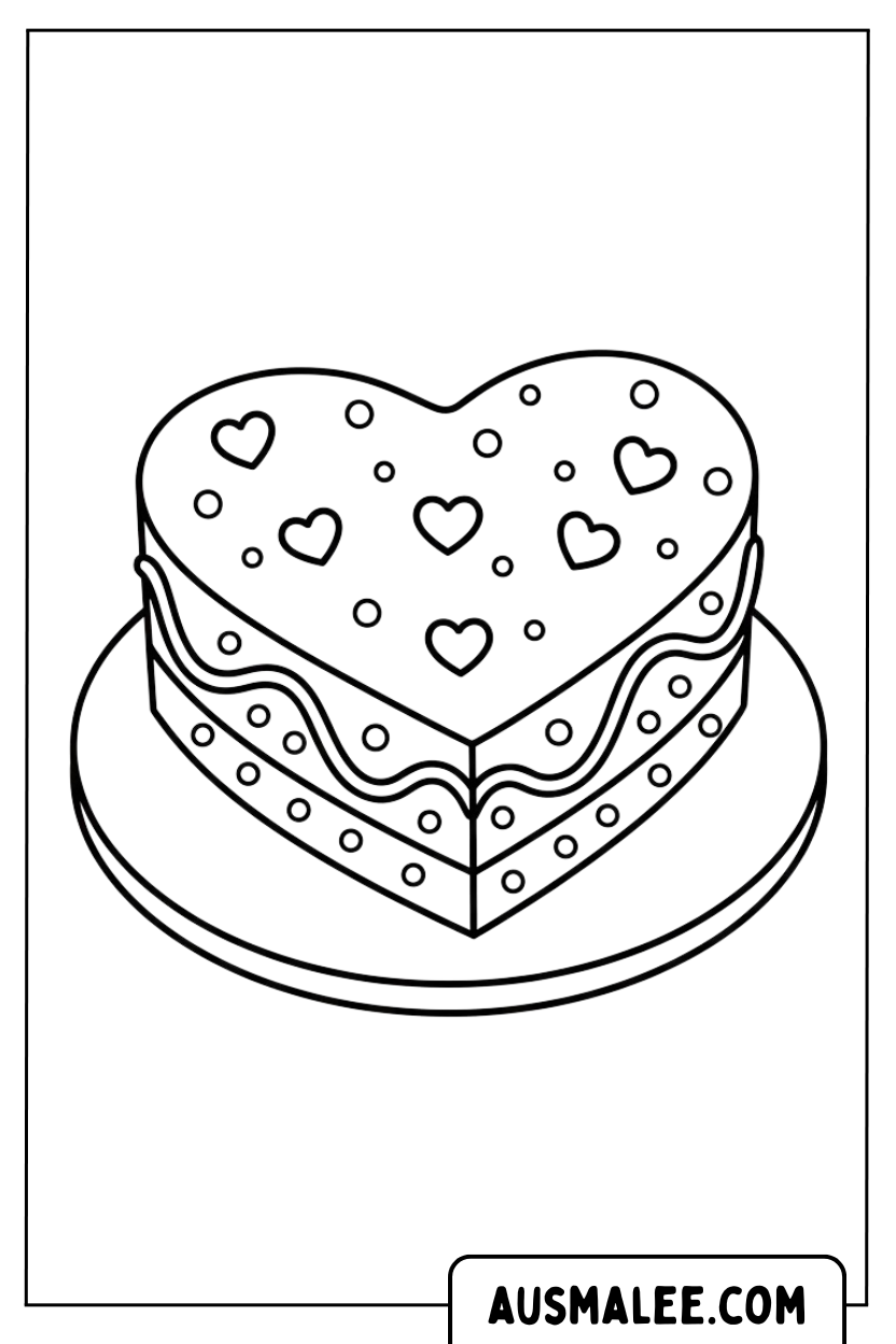 Coloriage gâteau en forme de coeur