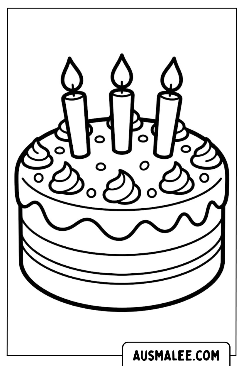 Coloriage de gâteau d'anniversaire classique