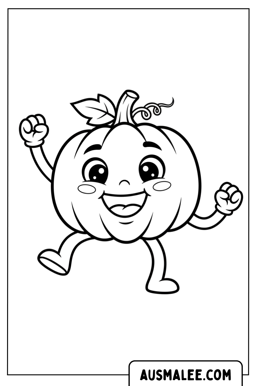 Coloriage - Citrouille qui danse