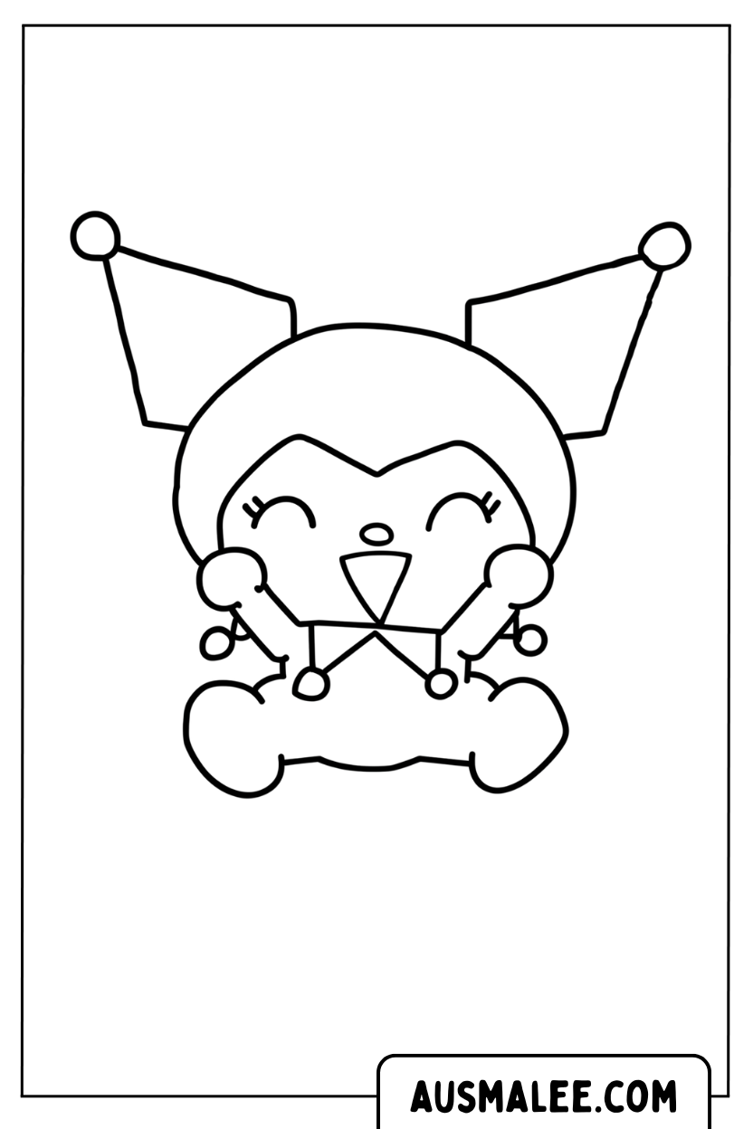 Kuromi Happy Laughing Coloring Page