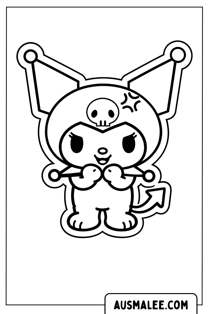 Kuromi Angry Sticker coloring page