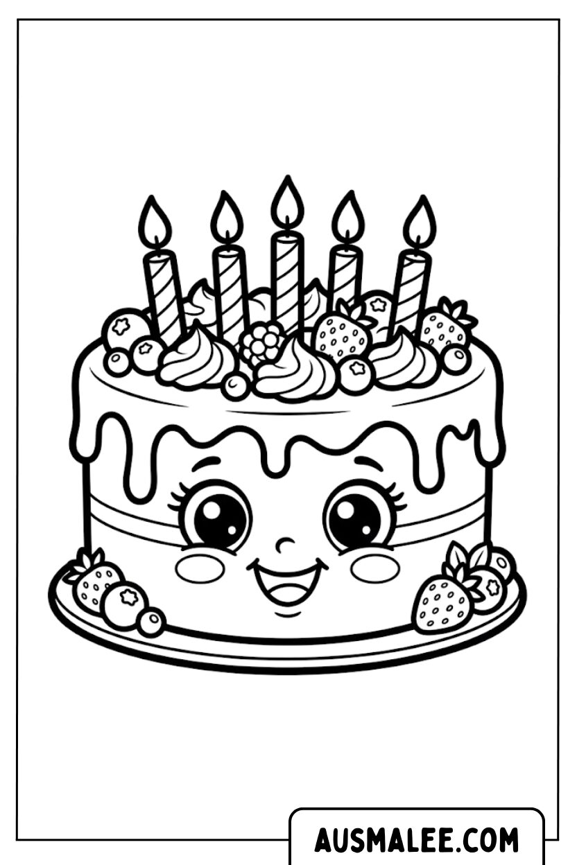Coloriage drôle de visage de gâteau pour Colorier